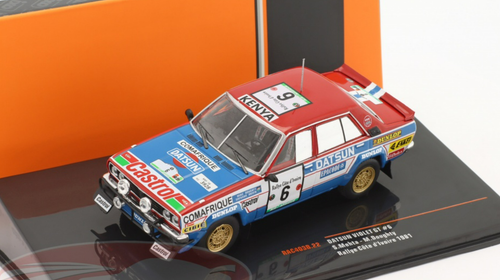 1/43 Ixo 1981 Datsun Violet GT #6 3rd Rallye Ivory Coast Comafrique Shekbar Mehta, Mike Doughty Car Model