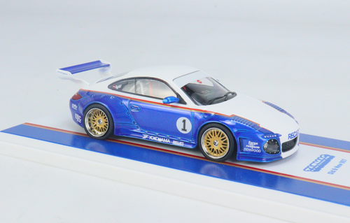  1/43 Tarmac Works Porsche Old & New 997 Blue / White Diecast Car Model