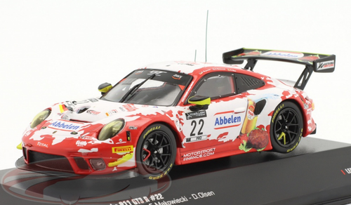 1/43 Ixo 2020 Porsche 911 GT3 R #22 24h Spa Frikaelli Racing Team Jörg Bergmeister, Frédéric Makowiecki, Dennis Olsen Car Model