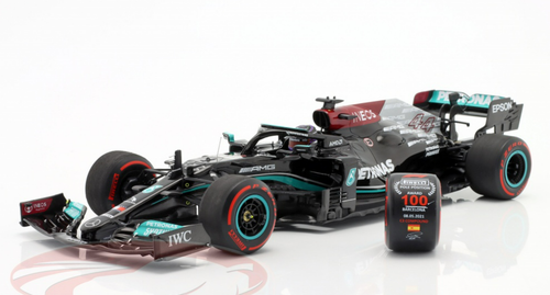 1/18 Minichamps 2021 Formula 1 Lewis Hamilton Mercedes-AMG F1 W12 #44 100th Pole Position Spanish GP Car Model