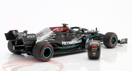 1/18 Minichamps 2021 Formula 1 Lewis Hamilton Mercedes-AMG F1 W12 #44 100th Pole Position Spanish GP Car Model