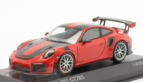 1/43 Minichamps 2018 Porsche 911 (991.2) GT2 RS Weissach Package (Guards Red with Silver Wheels) Car Model