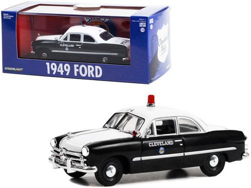 1949 Ford Coupe Black and White "Cleveland Police" (Ohio) 1/43 Diecast Model Car by Greenlight