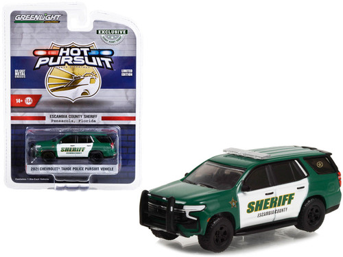 2021 Chevrolet Tahoe (PPV) Police Pursuit Vehicle Green and White "Escambia County Sheriff Pensacola Florida" "Hobby Exclusive" Series 1/64 Diecast Model Car by Greenlight