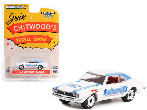 1967 Chevrolet Camaro White with Blue Stripes "Joie Chitwood’s Thrill Show: Legion of Worlds Greatest Daredevils" "Hobby Exclusive" Series 1/64 Diecast Model Car by Greenlight