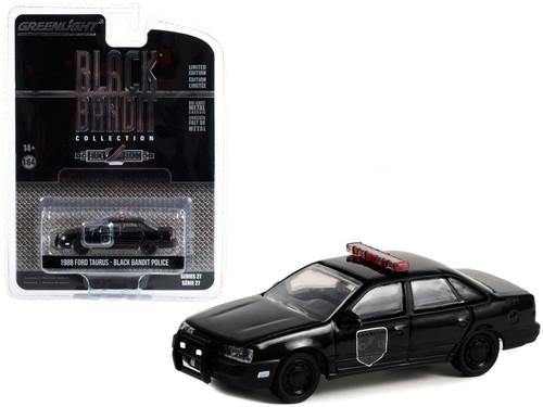 1988 Ford Taurus Police Car Black "Black Bandit" Series 27 1/64 Diecast Model Car by Greenlight