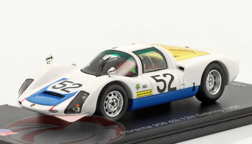 1/43 Spark 1966 Porsche 906 #52 4th 12h Sebring Porsche System Engineering Hans Herrmann, Gerhard Mitter, Joe Buzzetta Car Model