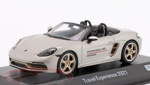 1/43 Dealer Edition 2021 Porsche Boxster 718 Travel Experience Construction (Silver) Car Model