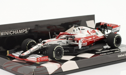 1/43 Minichamps 2021 Formula 1 Kimi Räikkönen Alfa Romeo Racing C41 #7 Last Race Abu Dhabi GP Car Model