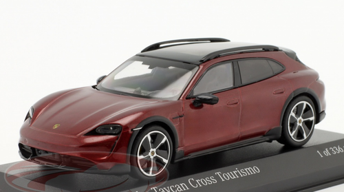 1/43 Minichamps 2022 Porsche Taycan Cross Turismo Turbo S (Cherry Metallic Red) Car Model