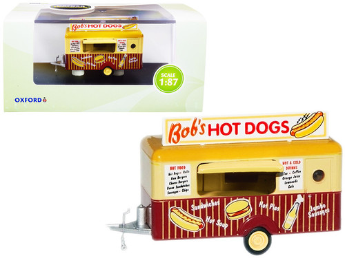 "Bob's Hot Dogs" Mobile Food Trailer 1/87 (HO) Scale Diecast Model by Oxford Diecast