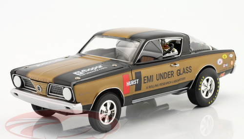 1/18 Highway61 1966 Plymouth Barracuda (Black & Gold) Diecast Car Model