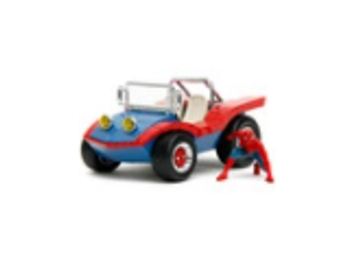 Dune Buggy Red and Blue with Graphics and Spider-Man Diecast Figure "Marvel Spider-Man" 1/24 Diecast Model Car by Jada