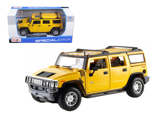1/27 Maisto Special Edition 2003 Hummer H2 SUV Yellow Diecast Car Model
