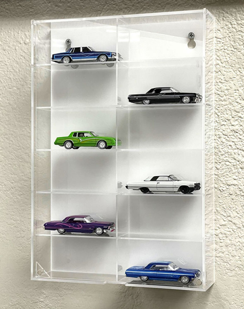 1/64 12-Car Display Case Wall Mount (White Back with Cover)
