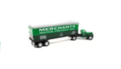 1941-1946 Chevrolet Truck and Trailer Set "Merchants Motor Freight Inc." Green and Dark Green 1/87 (HO) Scale Model by Classic Metal Works