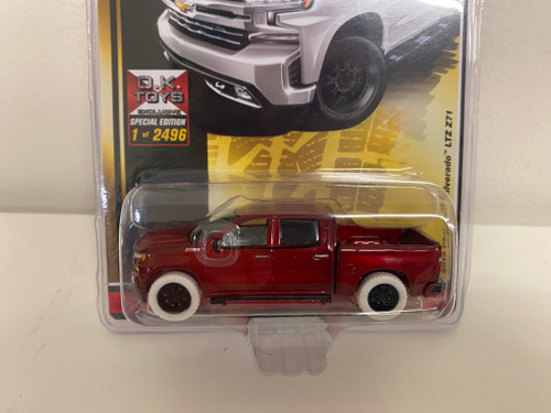 CHASE CAR 1/64 Auto World 2019 Chevrolet Silverado LTZ Z71 Pickup Truck (Red with White Wheels) Diecast Car Model Limited
