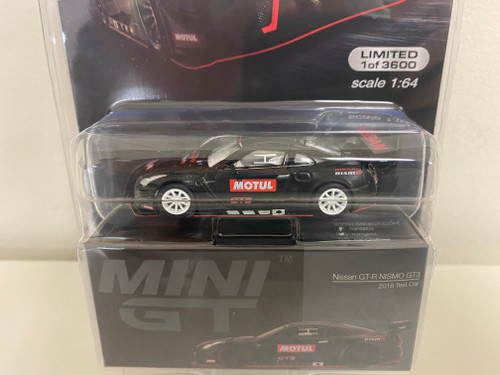 CHASE CAR 1/64 Mini GT 2018 Nissan GT-R Nismo GT3 (Matt Black with White Wheels) Test Car "Motul" Limited Edition Diecast Car Model