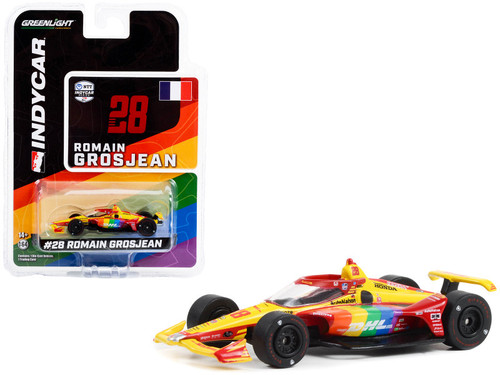 Dallara IndyCar #28 Romain Grosjean "DHL Delivered with Pride" Andretti Autosport "NTT IndyCar Series" (2022) 1/64 Diecast Model Car by Greenlight