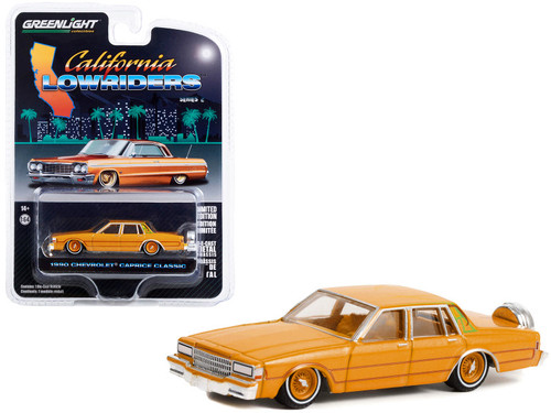 1990 Chevrolet Caprice Classic Custom Kandy Orange Metallic with Orange Interior "California Lowriders" Series 2 1/64 Diecast Model Car by Greenlight