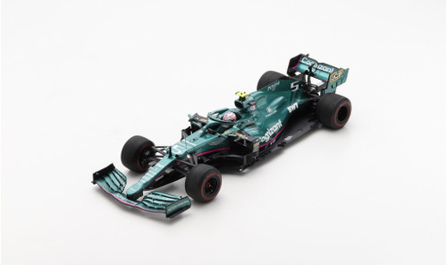 DAMAGED BOX 1/18 Spark 2021 Formula 1 Aston Martin AMR21 No.5 Aston Martin Cognizant F1 Team Bahrain GP Sebastian Vettel Car Model