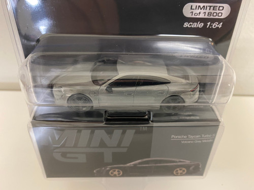 CHASE CAR 1/64 MINI GT Porsche Taycan Turbo S (Volcano Grey Metallic with Black Wheels) Diecast Car Model