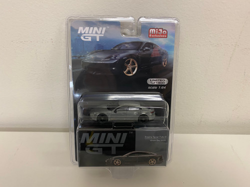 CHASE CAR 1/64 MINI GT Porsche Taycan Turbo S (Volcano Grey Metallic with Black Wheels) Diecast Car Model