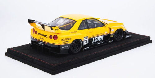 1/18 INNO NISSAN SKYLINE "LBWK" (ER34) SUPER SILHOUETTE  Yellow comes with display cover and based