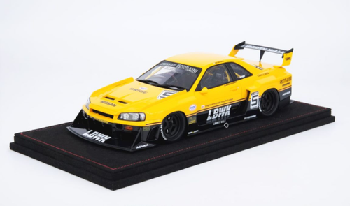 1/18 INNO NISSAN SKYLINE "LBWK" (ER34) SUPER SILHOUETTE  Yellow comes with display cover and based