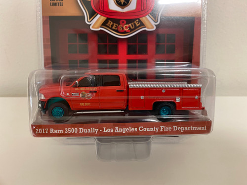 CHASE CAR 2017 Ram 3500 Dually Service Truck Red "Los Angeles County Fire Department" (California) "Fire & Rescue" Series 1 1/64 Diecast Model Car by Greenlight