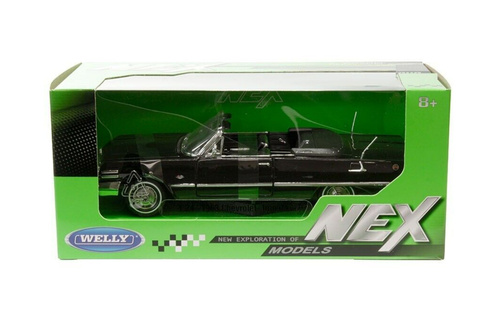1/24 Welly 1963 Chevrolet Impala Convertible (Black with Black Interior) Diecast Car Model