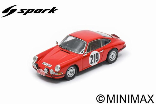 1/43 Spark 1967 Porsche 911S 2.0 No.219 3rd Rally Monte Carlo V. Elford - D. Stone Car Model