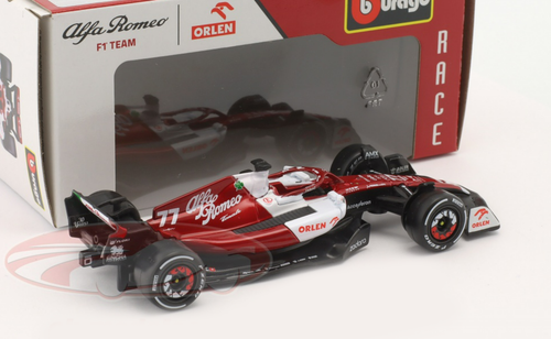 1/43 BBurago 2022 Formula 1 Valtteri Bottas Alfa Romeo C42 #77 6th Bahrain GP Car Model Standard Edition