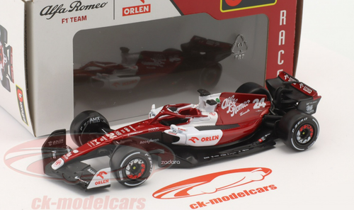 1/43 BBurago 2022 Formula 1 Zhou Guanyu Alfa Romeo C42 #24 Bahrain GP Car Model Standard Edition