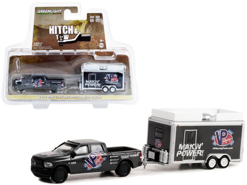 2018 Dodge RAM 2500 Pickup Truck Black and Merchandise Trailer "VP Racing Fuels Makin’ Power!" "Hitch & Tow" Series 27 1/64 Diecast Model Car by Greenlight