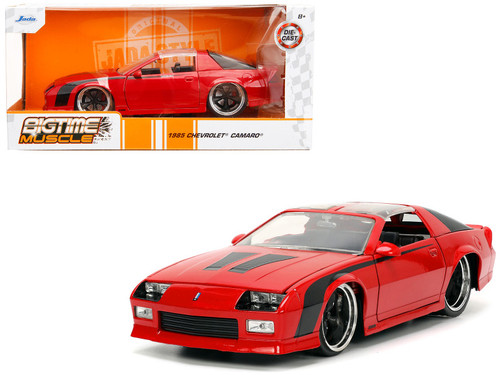 1985 Chevrolet Camaro Red with Black Stripes "Bigtime Muscle" Series 1/24 Diecast Model Car by Jada