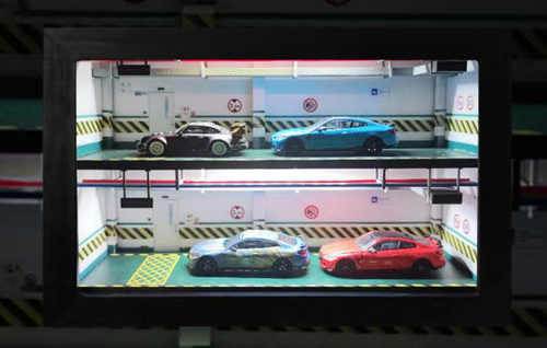 1/64 MOREART Two Story Parking Structure Diorama  with LED (car models NOT included)
