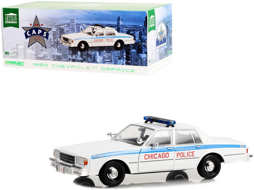 1989 Chevrolet Caprice White with Blue Stripes "City of Chicago Police Department" "Artisan Collection" 1/18 Diecast Model Car by Greenlight