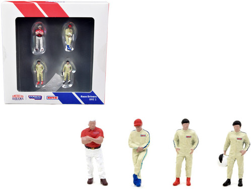 "Race Drivers" 4 Piece Diecast Figure Set "BRE" for 1/64 Scale Models by Tarmac Works & American Diorama