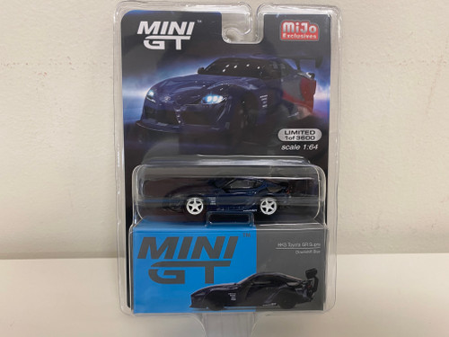 CHASE CAR 1/64 Mini GT Toyota "HKS" GR Supra (A90) Downshift (Blue Metallic with White Wheels) Limited Edition Diecast Car Model