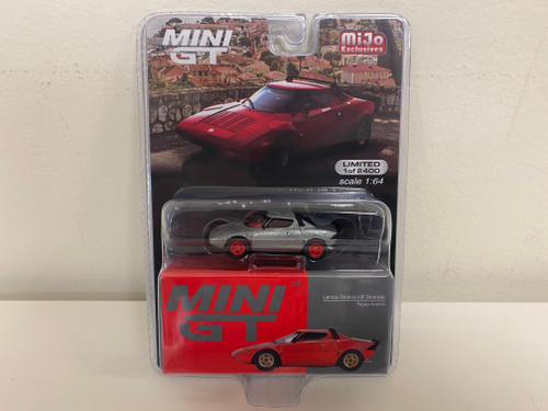 CHASE CAR 1/64 Mini GT Lancia Stratos HF Stradale Rosso Arancio (Silver with Red Wheels) Limited Edition Diecast Car Model