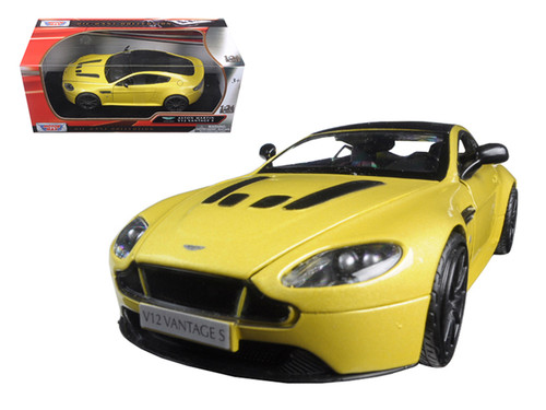 1/24 Motormax Aston Martin Vantage S V12 Yellow Diecast Car Model