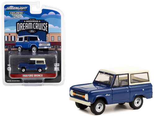 1966 Ford Bronco Blue with White Top "26th Annual Woodward Dream Cruise" (2021) "Hobby Exclusive" Series 1/64 Diecast Model Car by Greenlight