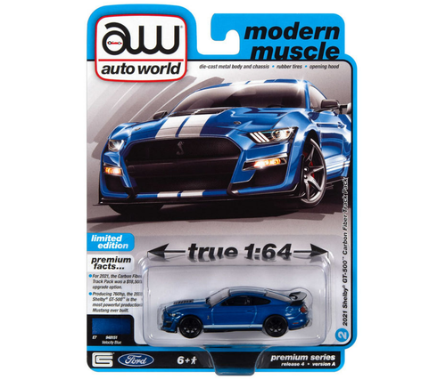 1/64 Auto World 2021 Shelby GT500 (Blue) Diecast Car Model
