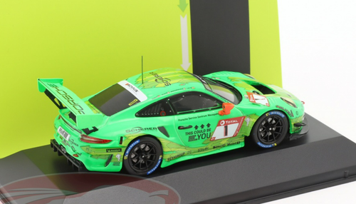 1/43 Ixo 2019 Porsche 911 GT3 R #1 24h Nürburgring Manthey-Racing Richard Lietz, Patrick Pilet, Fred Makowiecki, Nick Tandy Car Model