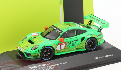 1/43 Ixo 2019 Porsche 911 GT3 R #1 24h Nürburgring Manthey-Racing Richard Lietz, Patrick Pilet, Fred Makowiecki, Nick Tandy Car Model