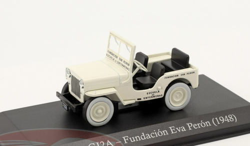 1/43 Hachette 1948 Jeep CJ2A Willys Fundacion Eva Peron (White) Car Model
