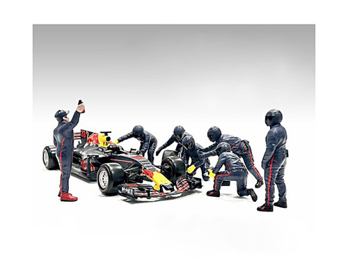 Formula One F1 Pit Crew 7 Figurine Set Team Red for 1/18 Scale Models by  American Diorama