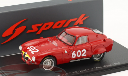 1/43 Spark 1953 Alfa Romeo 6C #602 2nd Mille Miglia SpA Alfa Romeo Juan-Manuel Fangio, Giulio Sala Car Model