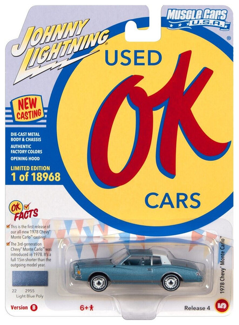 1/64 Johnny Lightning 1978 Chevrolet Monte Carlo (Light Blue) Diecast Car Model